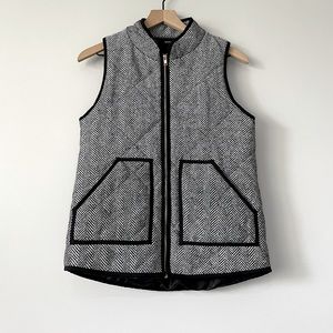 Merokeety fall black white quilted herringbone zip up puffy vest small
